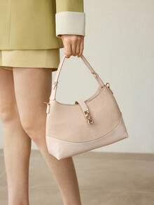 MOTF PREMIUM BOLSO DE MANO DE MODA CON HEBILLA DE METAL PARA MUJER - Albaricoque - Ver 4