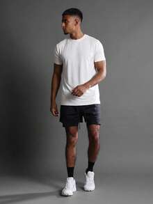 SUMWON Men's White Short Sleeve Athletic Tee With Running Community Text Back Print Regular Fit Sports Training Shirt - White - View 4