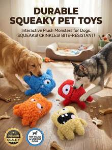 PETSIN Monster Plush Dog Toy With BB Sounds, Interactive Play For Dogs - Multicolor - View 4