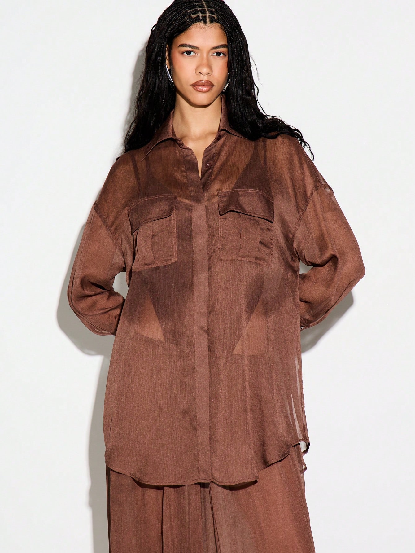 KIZN Camisa utilitaria de gasa extragrande con mangas largas