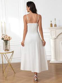 Miaspire 女士优雅纯色无袖连衣裙，夏季 - 白色 - 查看 3