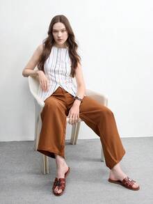 CUCCOO BIZCHIC Simple And Versatile Temperament Comfortable Fashion Generous Commuter Vacation Beach Flat Sandals - Rust Brown - View 6