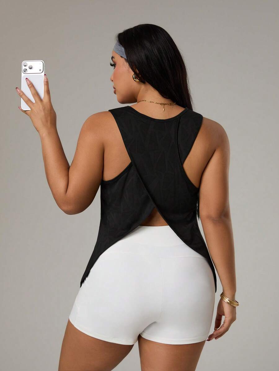Rhythm Era Women's Solid Color Minimalist Casual Sports Tank Top - Black - View 1