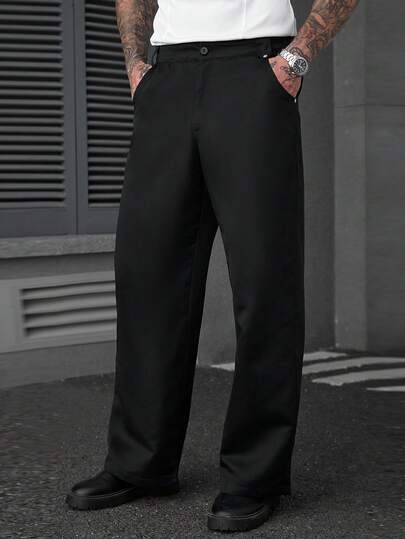 SLATEMANN 1pc Men's Mature Street-Style Pants, Black Cavalry Oblique Fabric, Versatile For Commuting, Fashionable And Comfortable, Boyfriend/Husband/Anniversary Gift,Men Old Money,Daily Leisure, Weekend Trips, Outdoor Activities, Travel Expeditions, Relaxed Work Environments Or Semi-Formal Occasions, Boyfriend/Husband Gift, Anniversary /Birthday Gift Party Summer Vacation Holiday,Wedding,Spring To Summer,Easter,Men Black Plain Suit Pants Relaxed Fit For Business Casual Work Office Formal Occasions,Men's Black Dress Pants,Black Slacks For Men,Business Pants,Black Work Pants,Black School Pants