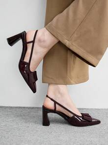 CUCCOO BIZCHIC Women's Chunky Heel Pointed Toe Comfortable Fashion Office & Party Shoes - Coffee Brown - View 3