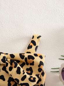 SHEIN Baby Girl Leopard Print Casual Beach Vacation Romper Swimsuit - Brown - View 3