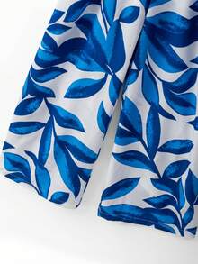 Franclia 女士夏季度假树叶印花无袖连体裤 - 藍色 - 查看 8