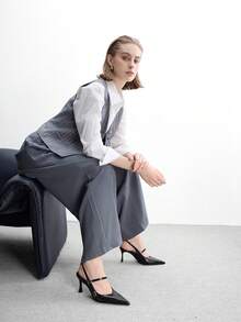 CUCCOO BIZCHIC 蛇纹露跟鞋，法式优雅尖头高跟凉鞋 - 黑色 - 查看 6