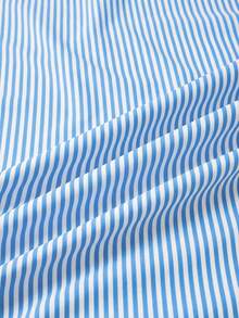 SHEIN 少女V领花卉金属扣系带白色纹理针织连体泳衣，度假沙滩装 - 藍白色 - 查看 4