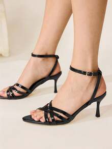 CUCCOO CHICEST Classic Simple Fashion Sexy High Heel Sandals Strap Combination Banquet Party Prom High Heel Sandals - Black - View 7