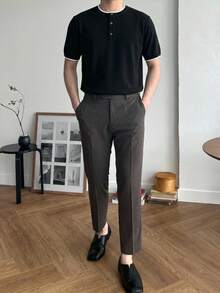 DAZY 男士夏季短袖修身二合一针织上衣 - 黑色 - 查看 5