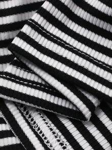 DAZY Top ajustado de tirantes con cuello cuadrado y estampado de rayas para mujer, ideal para el verano - Negro - Ver 7