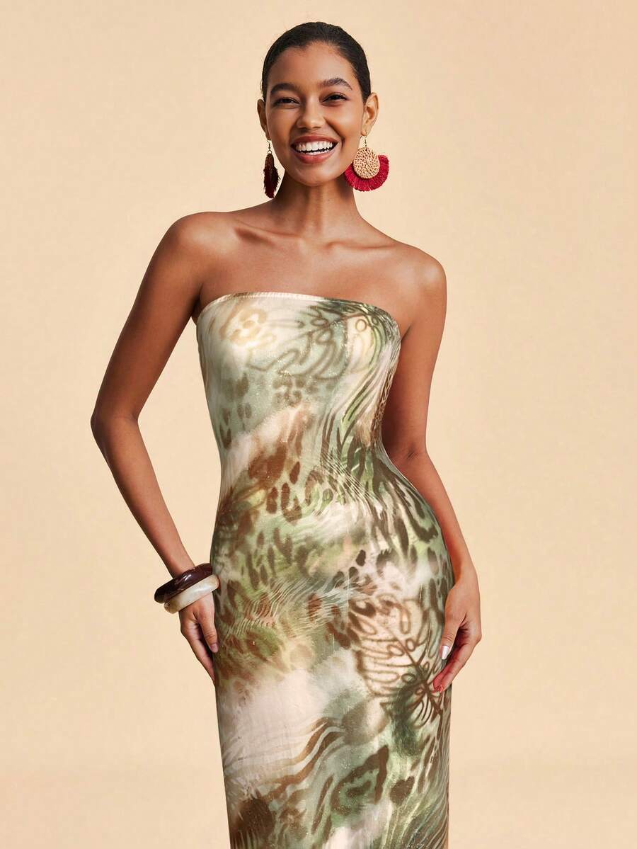 Travachic 女士度假针织印花修身连衣裙 - 彩色 - 查看 1