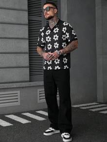 SLATEMANN 男士网眼印花 Polo 衫，时尚百搭，适合日常穿着 - 彩色 - 查看 4