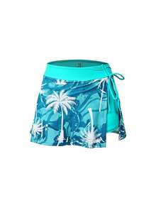 Swim Lushoire 新款时尚印花修身沙滩装，女士泳衣套装 - 水鴨藍 - 查看 5