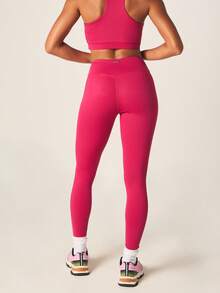 Missguided x Playboy Quần legging thể thao dài cạp cao màu hồng đậm dành cho nữ, có logo, chất liệu co giãn, thích hợp cho tập yoga và các hoạt động thể thao khác. - Hồng - Xem 2