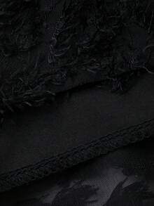 FRIFUL Áo choàng nữ hở lưng, thắt nơ, in hoa, kiểu dáng suông. - màu đen - Xem 8