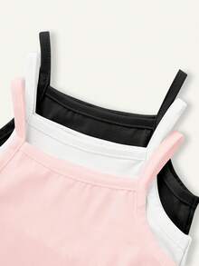 Cozy Pixies 3pcs/Set Baby Girls' Soft Solid Color Knit Camisole Romper Set - Multicolor - View 3