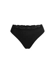 Ocili Shiny Swimwear Lace Lingerie Comfortable Women Thong - Black - View 1