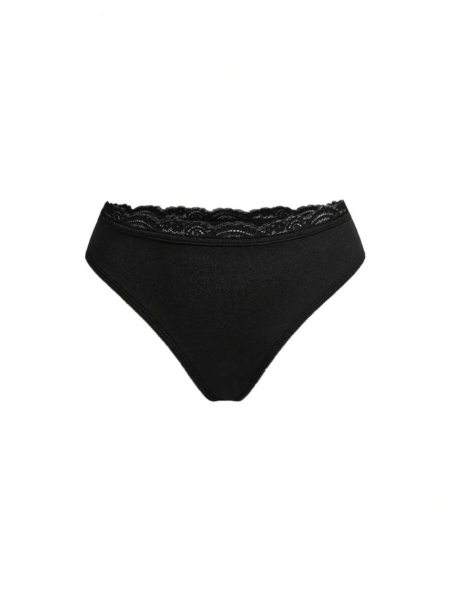Ocili Shiny Swimwear Lace Lingerie Comfortable Women Thong - Black - View 1