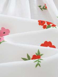 Young Girl Summer Casual Ditsy Floral Bowknot Decor Dress - Multicolor - View 4