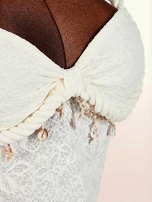 Amplova 2pcs Women's Vacation Outfit, Sexy Backless Design, Fashionable - White - View 8