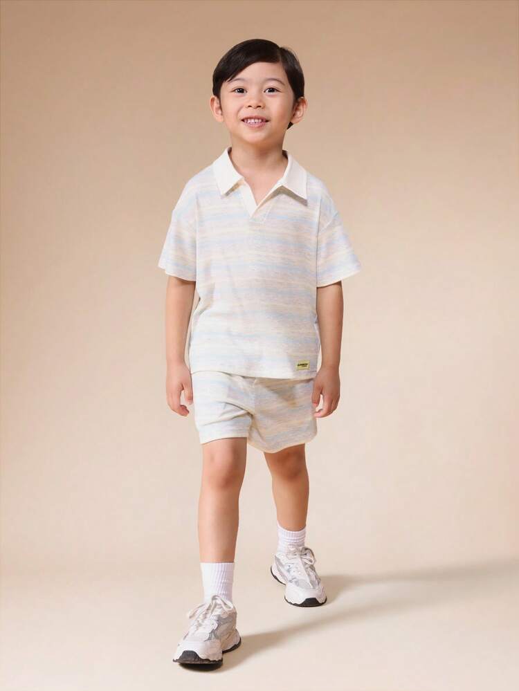 Striped Polo Shirt And Shorts Set