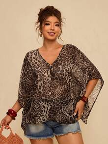 Travachic 大码纹理蝙蝠袖V领衬衫 - 彩色 - 查看 5