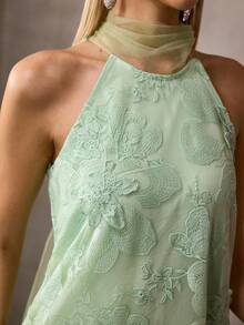 MOTF Soiréza Đầm dáng chữ A thướt tha, thêu họa tiết thanh lịch, thích hợp cho mùa xuân/hè. - Màu xanh Bạc hà - Xem 6