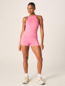 MISSGUIDED Áo tank top nữ màu hồng kiểu racerback, không tay, in logo, thích hợp cho mùa hè, tập luyện thể dục, tập gym, hoạt động thể thao. - Hồng - Xem 4