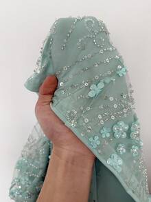 GalTyme 大码女式亮片装饰百搭约会之夜半身裙裤 - 綠色 - 查看 8