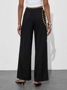 Maija 女士印花弹力腰休闲宽松裤 - 黑色 - 查看 6