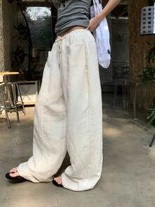 SHEIN K-Vae Thin White Harem Pants - White - View 1