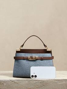 SHECARRY Ladies Handbag, Retro Contrasting Commuter Bag - Teal Blue - View 4