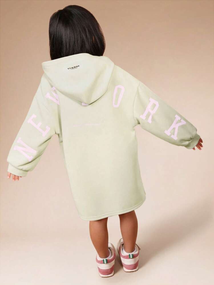 Hooded Sweatshirt Dress With Print