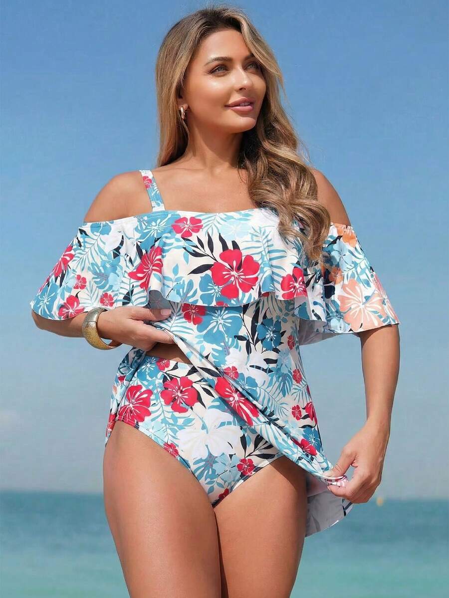 Swim Lushoire New Arrival Beach Outfits For Women, Flattering Swimsuit Dress Set, Vacation & Spa Style - Multicolor - View 1