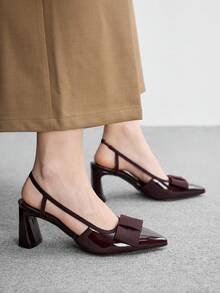 CUCCOO BIZCHIC Women's Chunky Heel Pointed Toe Comfortable Fashion Office & Party Shoes - Coffee Brown - View 7