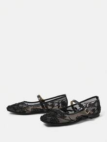 CUCCOO HITCHD Women's Fashion Floral Beaded Decor Buckle Design Loafers Wedding Shoes Spring Shoes Bride Shoes - Black - View 9