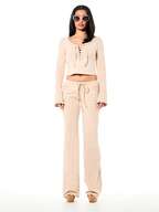 SUMWON WOMEN Lace Up Eyelet Flare Leg Trousers