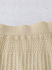 GlowEve Women's Solid Color Hollow-Out Knit Sleeveless Top And Skirt 2 Pieces Set - Apricot - View 7