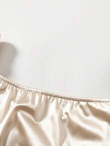 GlowEve Women's Solid Satin Cinched Waist Puff Sleeve Charming Elegant Everyday Vacation Commute Fashionable Date French Street Retro Versatile Spring/Summer Champagne New Blouse/Shirt - Champagne - View 6