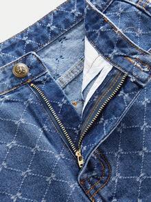 GlowEve Classic All-Over Print Casual Denim Shorts - Blue - View 3