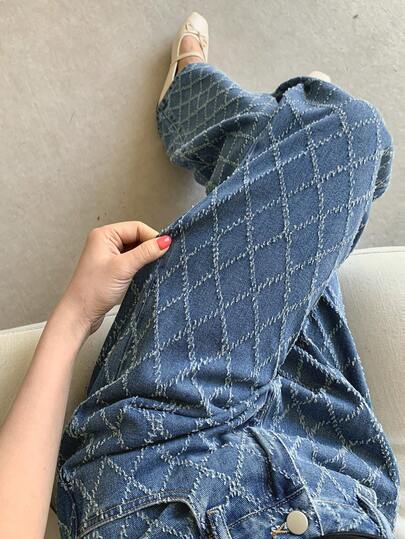 Joudiya 女式休闲日常百搭直筒纽扣牛仔裤