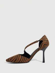 CUCCOO SZL Zapatos de mujer con punta, correa de serpiente y estampado de leopardo de tacón alto - Marrón - Ver 4