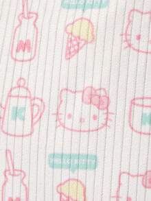 HELLO KITTY AND FRIENDS | SHEIN 1个卡通印花灯芯绒拉链化妆包，轻便多功能带衬里化妆收纳包 - 白色 - 查看 3