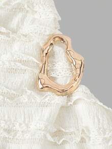 SHEIN MOD 女士休闲纯色不对称领迷你连衣裙，夏季 - 杏色 - 查看 7