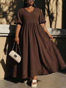 Veslaya Đầm maxi dáng chữ A tay phồng cổ chữ V sâu, chất liệu màu nâu trơn, cao cấp, sang trọng dành cho nữ mùa Xuân & Hè 2026. Thích hợp cho các dịp: Lễ hội âm nhạc, Lễ Phục sinh, Phong cách miền Tây, Du mục, Tiệc sinh nhật, Lễ tốt nghiệp, Đại học, Sinh viên, Thường ngày, Cơ bản, Giải trí, Kỳ nghỉ, Du thuyền, Bãi biển, Tắm nắng, Phong cách thịnh hành, Thời trang đường phố, Khách dự đám cưới, Đi làm, Ăn trưa muộn, Sân bay, Tiệc tùng, Ngày lễ, Tiệc chiêu đãi sang trọng, Dạ hội, Thường ngày, Cao cấp. - màu nâu - Xem 11