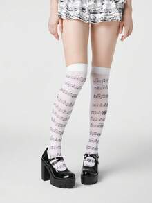 ROMWE Kawaii 女士高跟鞋暗黑摇滚朋克哥特风鞋 Y2K派对礼服鞋粗跟包头玛丽珍小号皮鞋交叉绑带爱心JK制服鞋 - 黑色亮皮 - 查看 6