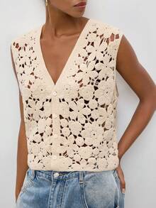 Maija Women's Bubble Floral Pattern Cardigan - Apricot - View 2