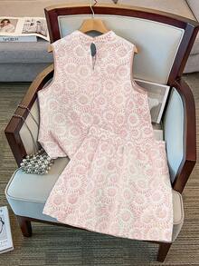 GlowEve CURVE Bộ đồ nữ cỡ lớn đa năng kiểu Trung Quốc mới, thanh lịch, gồm áo vest cài cúc và chân váy midi, thích hợp mặc hàng ngày, hẹn hò và đi làm. - Nhiều màu - Xem 2